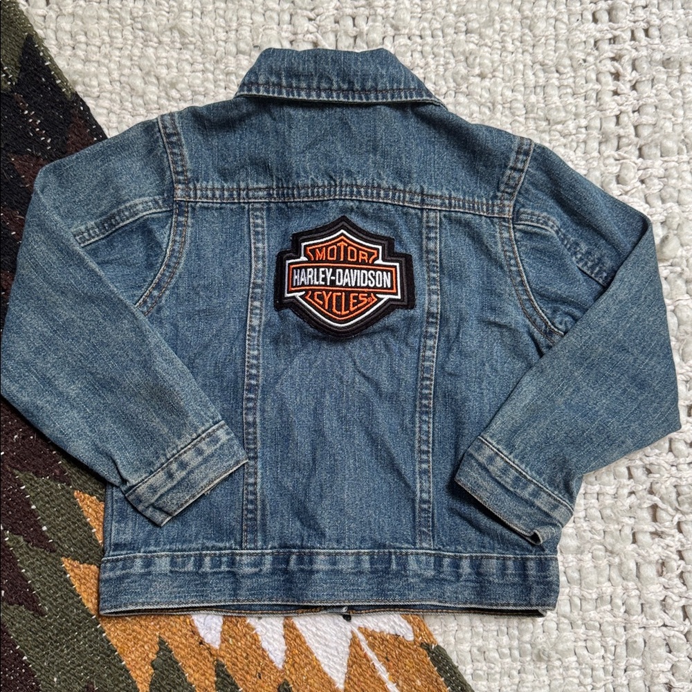Wrangler Kids Denim Jacket 3T w/ Custom Harley-Davidson Patch